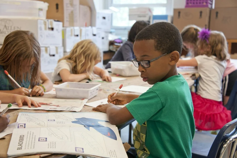 Children learning in a classroom